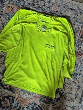Men’s Long-Sleeve High-Visibility Pocket Tee — Neon Yellow